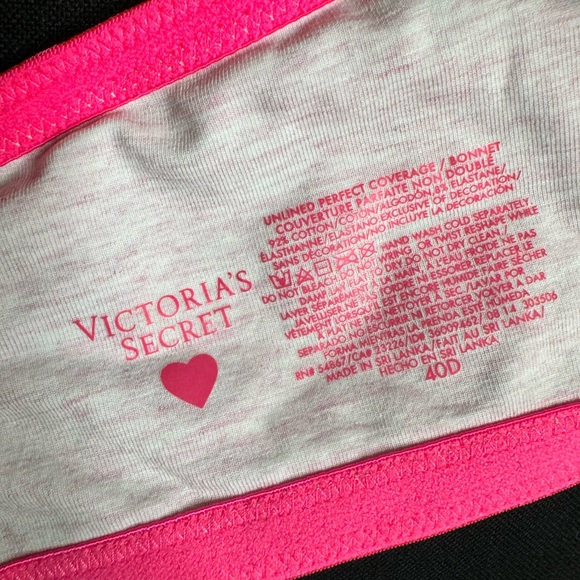 Victoria’s Secret Unlined Perfect Coverage Bra. Size 40D, Pink Heather/Neon Pink - Picture 7 of 7